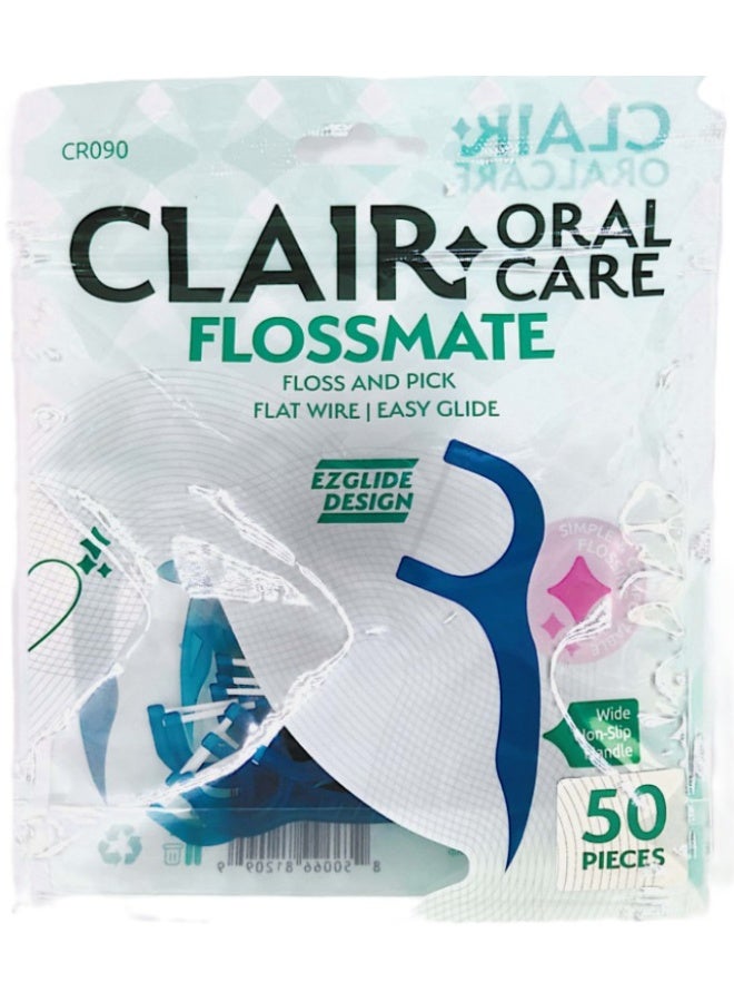 Clair FlossMate Dental Floss Picks – 50 Pieces, Wide Non-Slip Handle, EZGlide Design - Image 3
